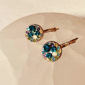 Blue and Green Rose Gold Earrings